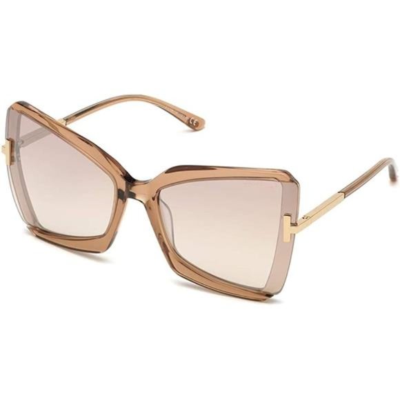 Tom Ford Accessories - Tom Ford Gia Semi-Rimless Butterfly Sunglasses - Beige